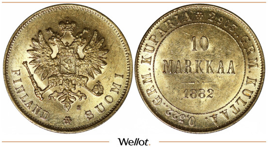 Изображение лота 10 Марок 1882 S Александр III для Финляндии UNC