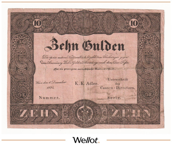 Изображение лота 10 Гульденов 1834 Австрия Формуляр