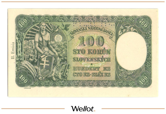 Изображение лота 100 Крон 1940 (1945) Чехословакия Образец