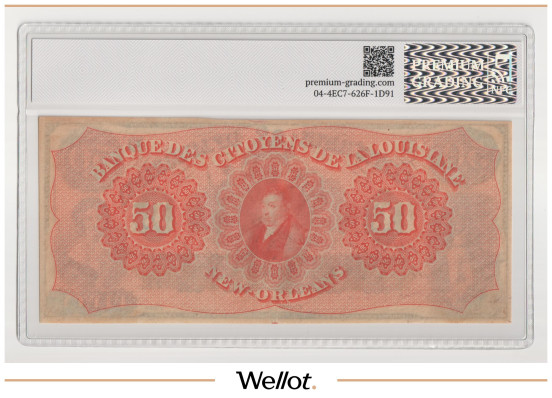 Изображение лота 50 Долларов ND (1860е) США Луизиана Новый Орлеан Citizens Bank PG 64+ UNC
