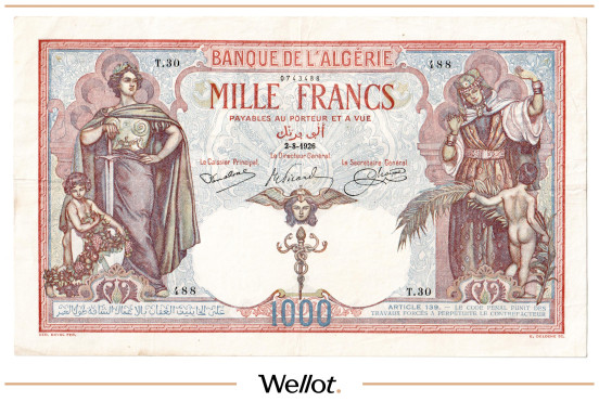 Изображение лота 1000 Франков 1926 Алжир