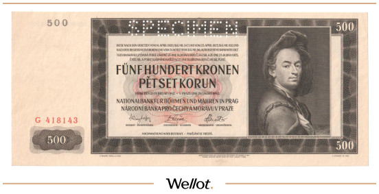Изображение лота 500 Крон 1942 Богемия и Моравия Образец UNC