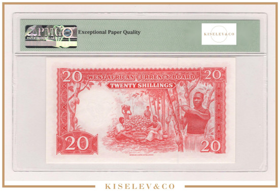 Изображение лота 20 Франков 1957 Британская Западная Африка PMG 65 EPQ UNC