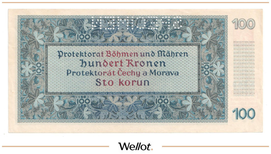 Изображение лота 100 Крон 1940 Богемия и Моравия Образец UNC-