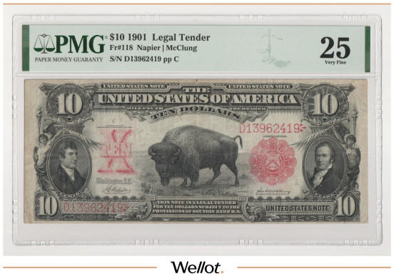 10 Долларов 1901 США PMG 25