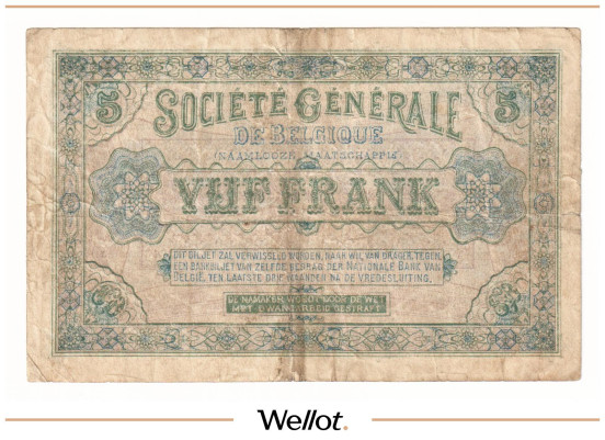 Изображение лота 5 Франков 1915 Бельгия