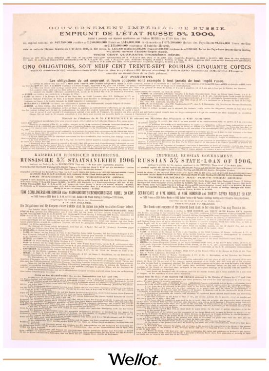 Изображение лота 937 Рублей 50 Копеек 1906 Российская Империя Государственный 5% Заем