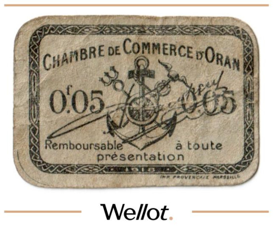 Изображение лота 5 Сантимов 1918 Алжир Оран Торговая Палата