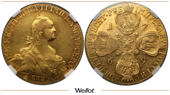 Изображение лота 10 Рублей 1769 СПБ Екатерина II UNC