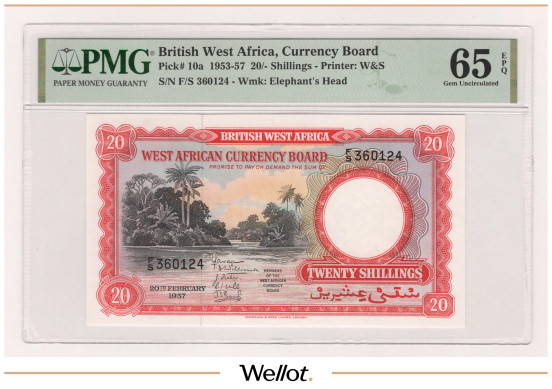20 Шиллингов 1957 Британская Западная Африка PMG 65 EPQ UNC