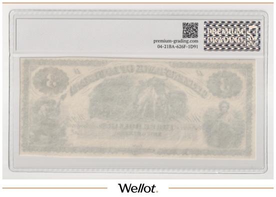 Изображение лота 3 Доллара ND (1860е) США Луизиана Новый Орлеан Citizens Bank PG 65+ UNC