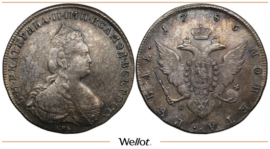 Изображение лота 1 Рубль 1786 СПБ ЯА Екатерина II AUNC