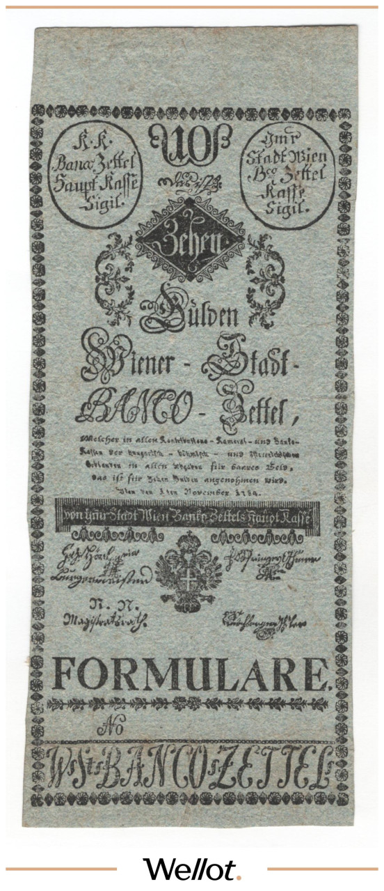 Изображение лота 10 Гульденов 1784 Австрия Формуляр