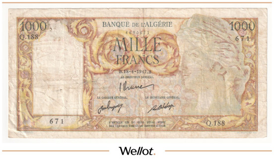 Изображение лота 1000 Франков 1947 Алжир