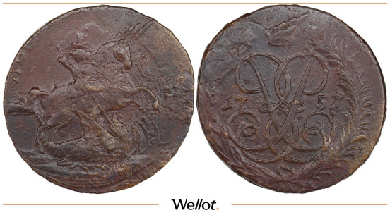 Изображение лота 2 Копейки 1757 Елизавета AUNC