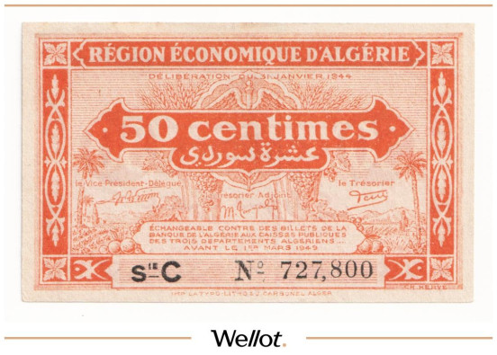 Изображение лота 50 Сантимов 1944 Алжир