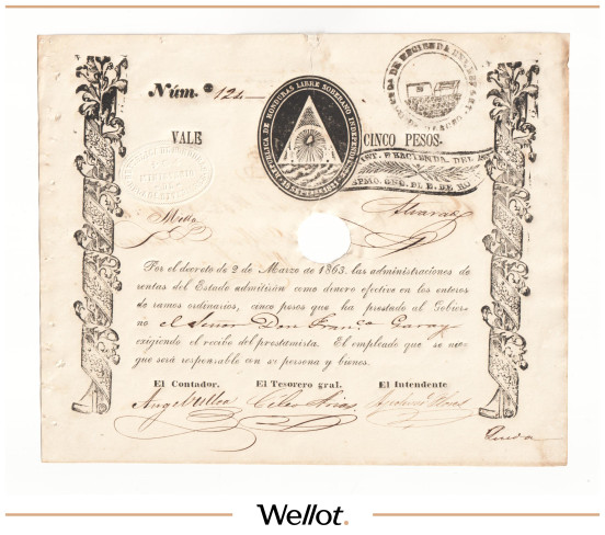 5 Песо 1863 Гондурас