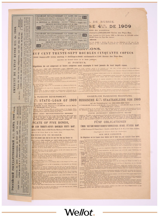 Изображение лота 937 Рублей 50 Копеек 1909 Российская Империя Государственный 4,5% Заем