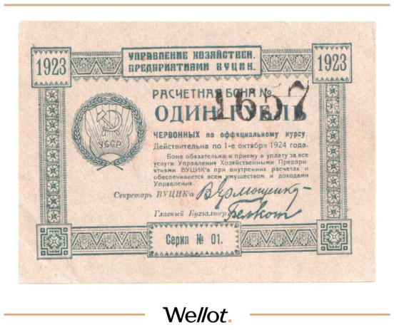 Изображение лота 1 Рубль Червонный 1923 Россия Украина ВУЦИК АUNC