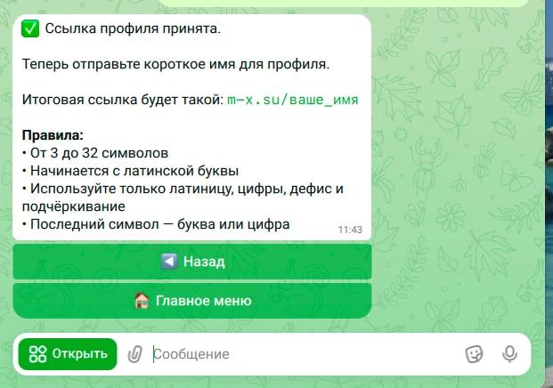 Ввод никнейма