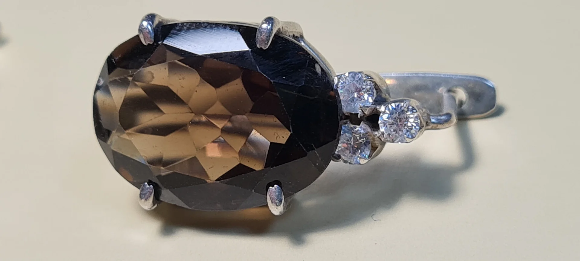 Серьги с дымчатым топазом,серебро 925, Индия - миниатюра 2