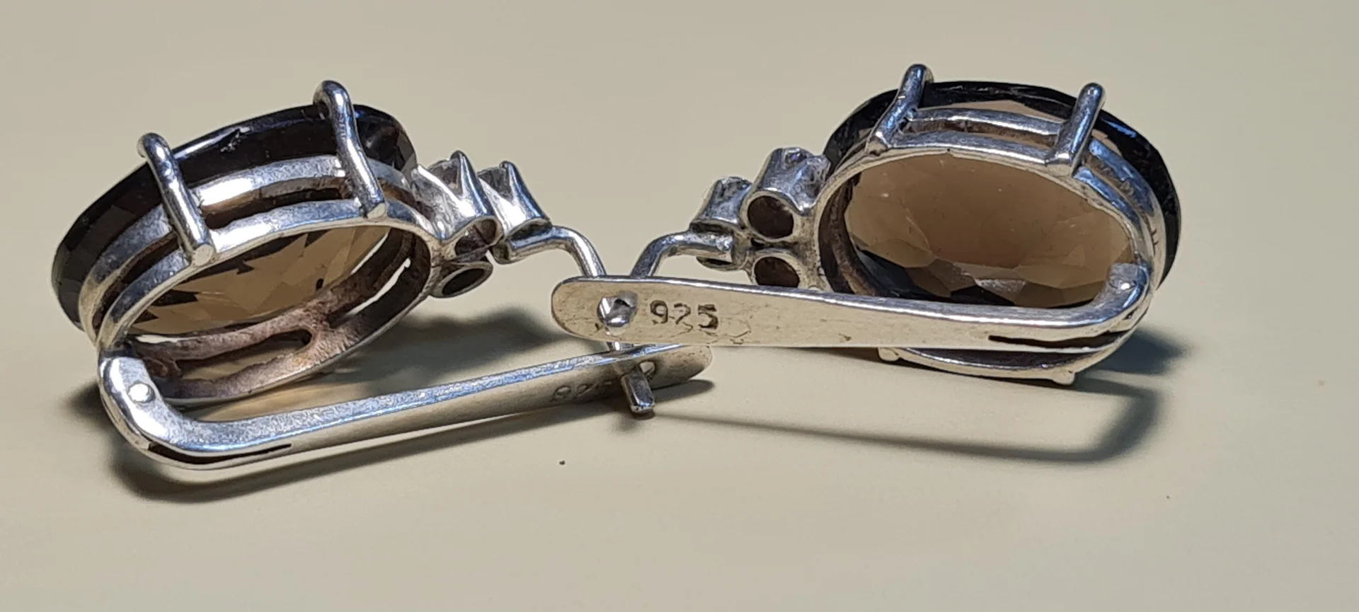 Серьги с дымчатым топазом,серебро 925, Индия - миниатюра 5