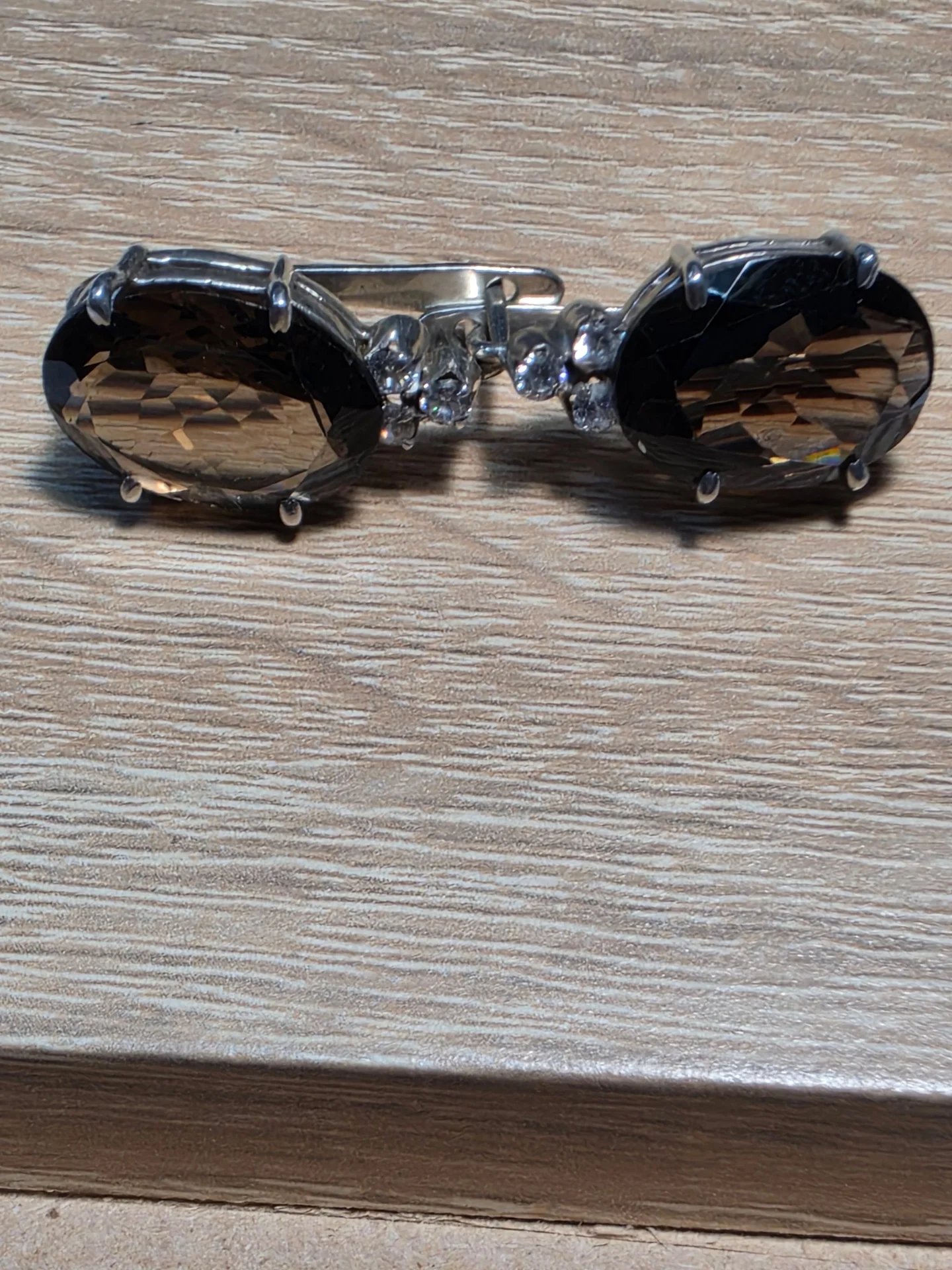 Серьги с дымчатым топазом,серебро 925, Индия - миниатюра 9