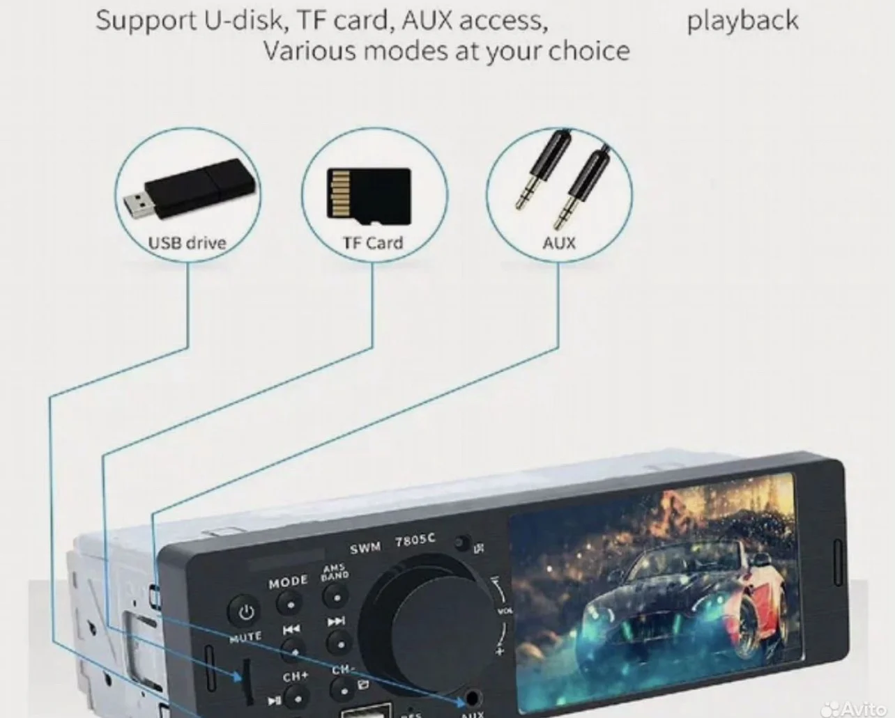 Магнитола bluetooth MP5-плеер с сенсорным экраном - миниатюра 3