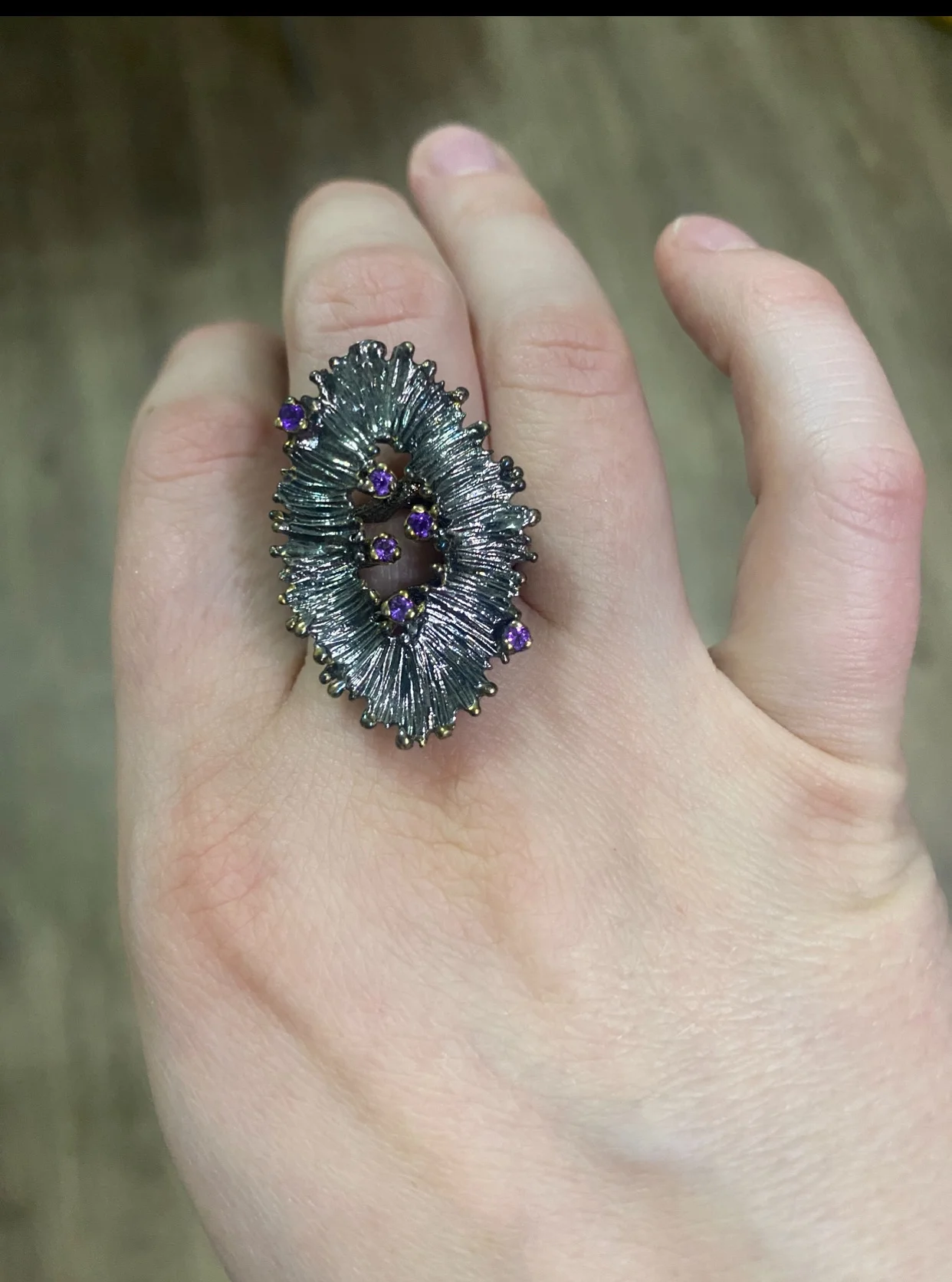 Серебряный Дизайнерский комплект с аметистами - миниатюра 9