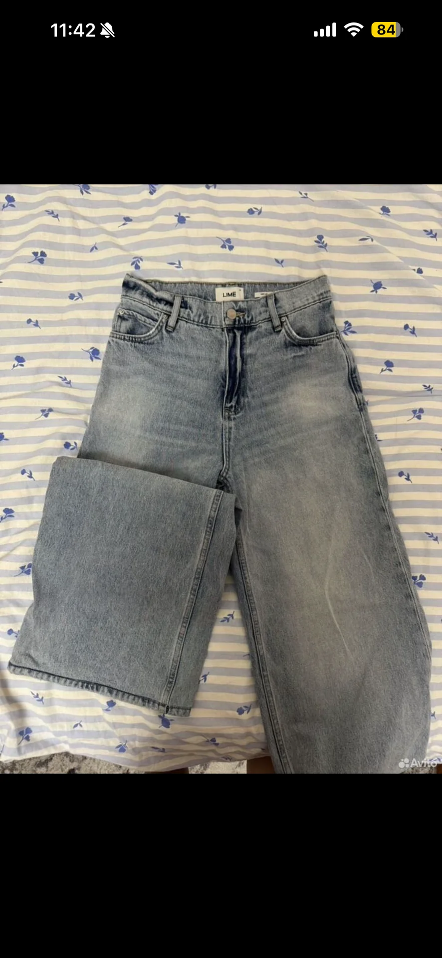 Джинсы lime голубые wide leg 36 - миниатюра 4
