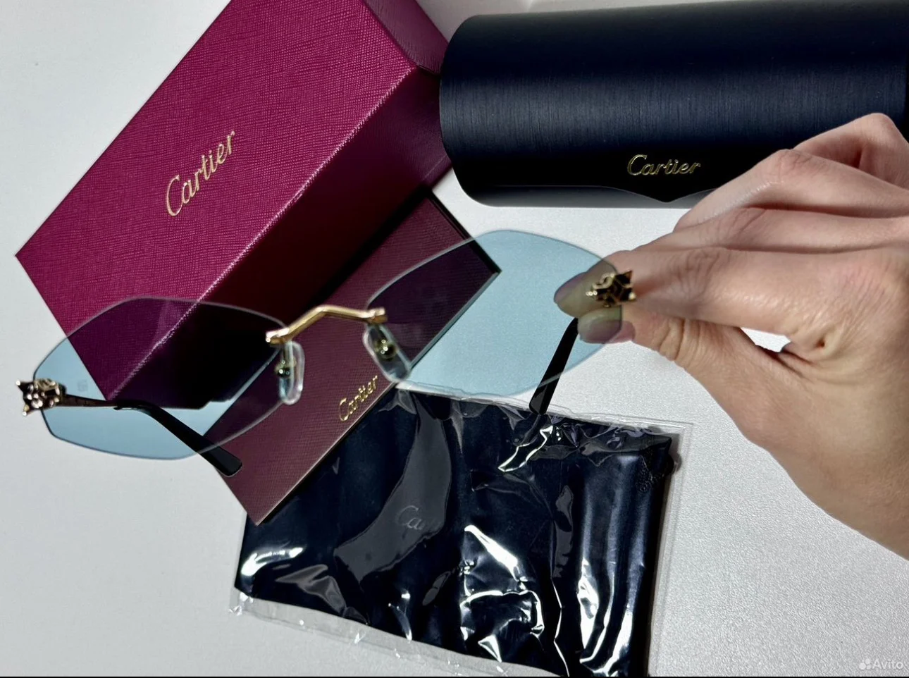 Очки cartier солнцезащитные (голубые линзы) - изображение 1