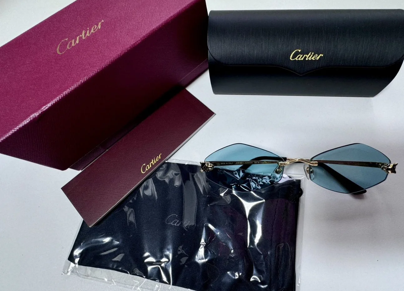 Очки cartier солнцезащитные (голубые линзы) - миниатюра 2