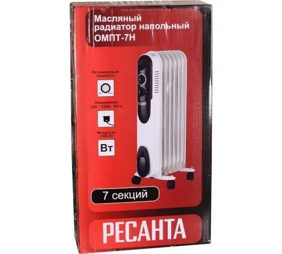 Радиатор масляный 7 секц. 1500Вт Ресанта 67/3/3 - миниатюра 5