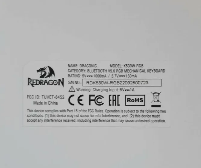 Беспроводная клавиатура Redragon K530W-RGB - миниатюра 4