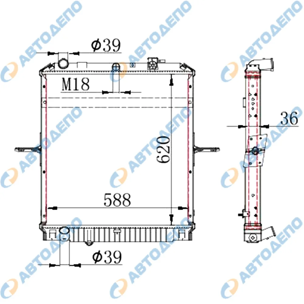 Радиатор охлаждения двигателя ISUZU ELF NQR90 NPR75, NQR90, NMR85, LNR85, NPR75K - миниатюра 2