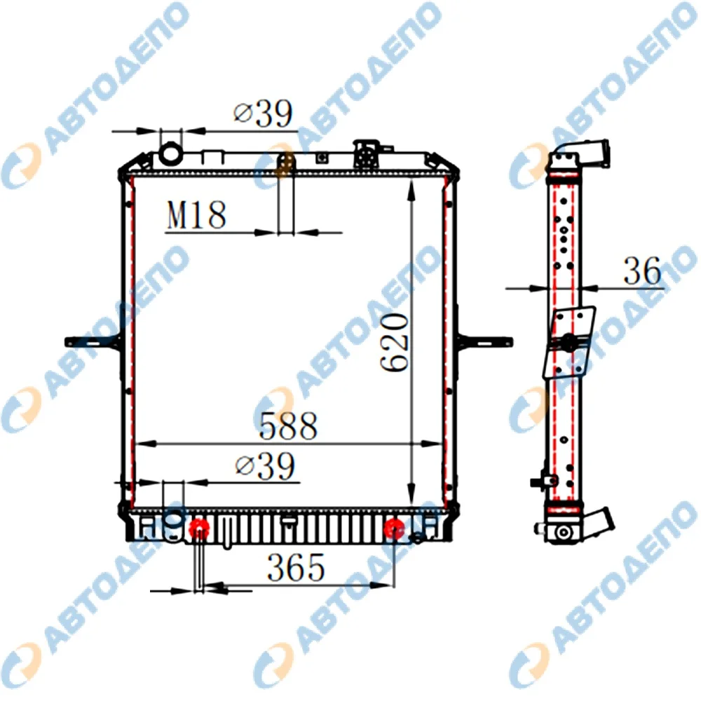 Радиатор охлаждения двигателя isuzu Elf 4HE1, 4HF1, 4HG1, 4HJ1, 4HK1, 4HK1TCS - изображение 1