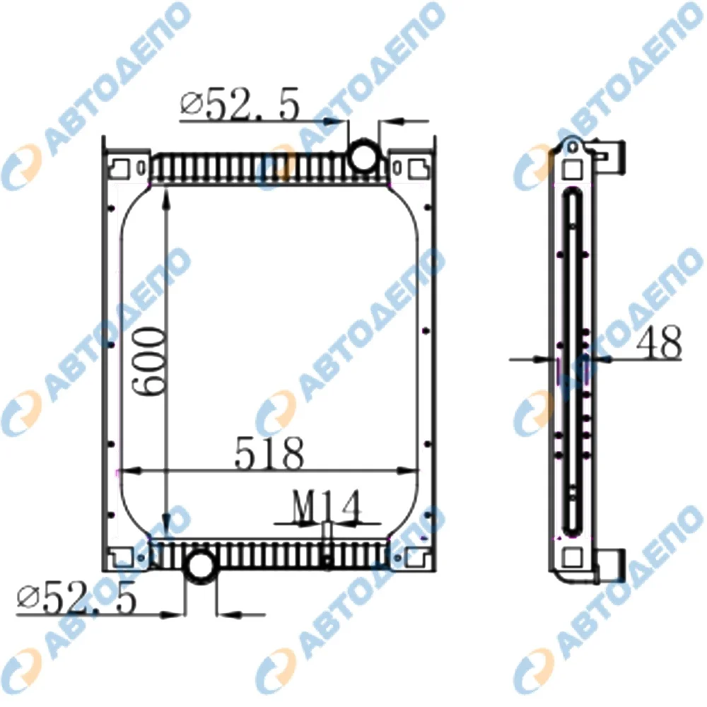 Радиатор двс Hyundai HD72 HD78 HD65 - миниатюра 2