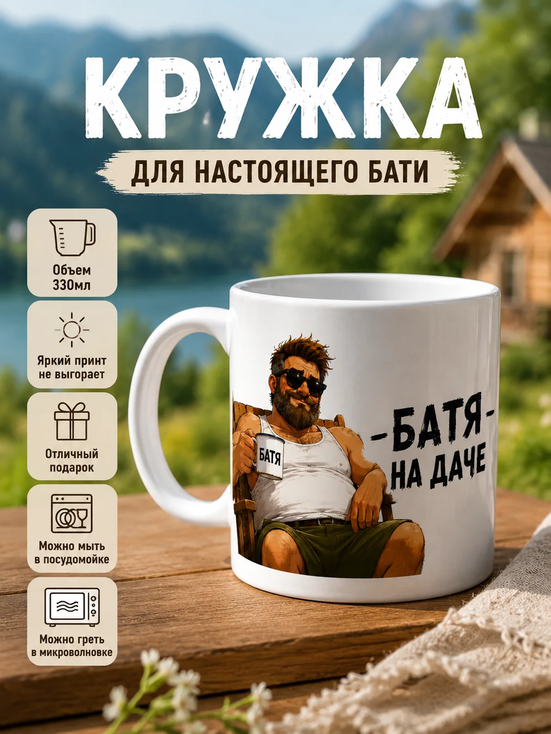 Кружка с принтом для папы дедушки брата - миниатюра 3
