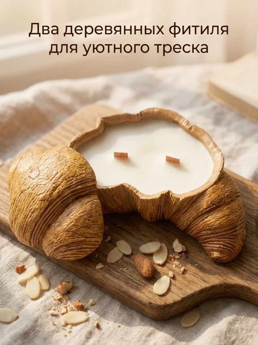Ароматическая свеча в гипсе Круассан / Для уюта / - миниатюра 2