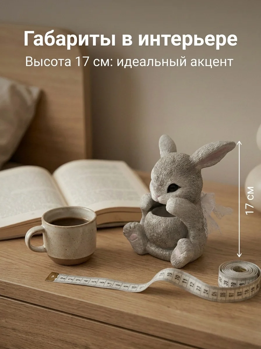 Гипсовый подсвечник Кролик / Декор / Подар - миниатюра 2