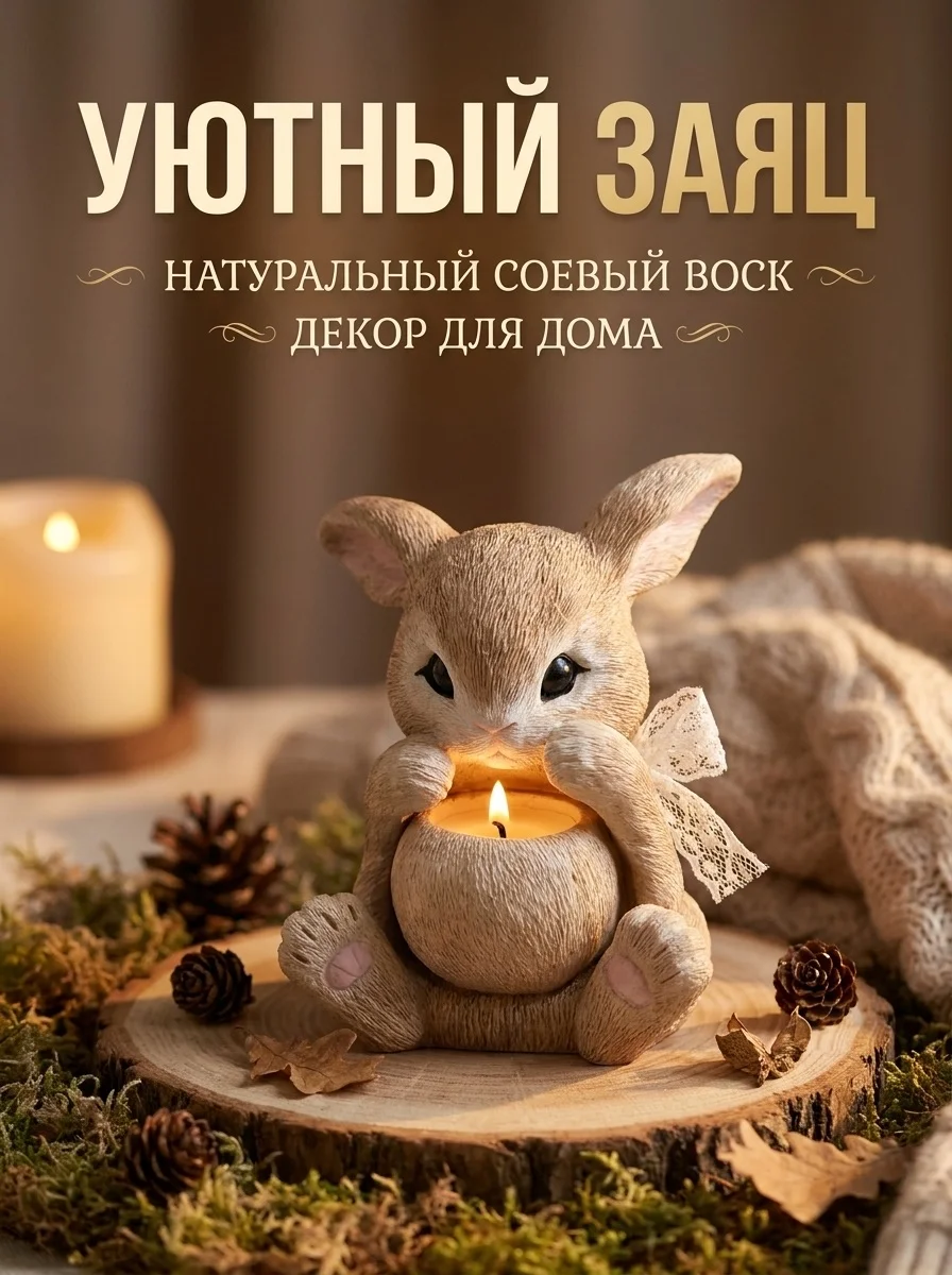 Гипсовый подсвечник Кролик / Декор / Подар - миниатюра 5