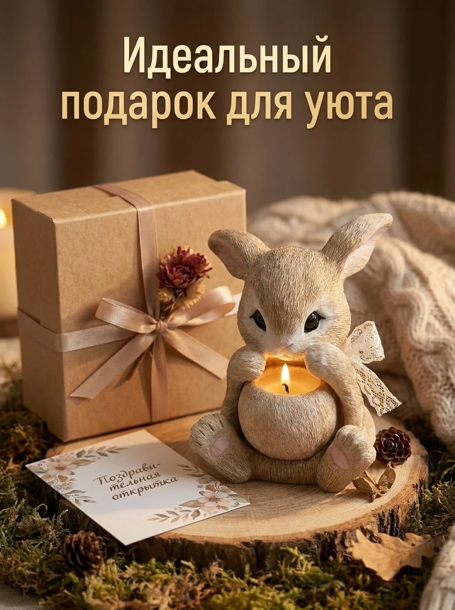 Гипсовый подсвечник Кролик / Декор / Подар - миниатюра 9