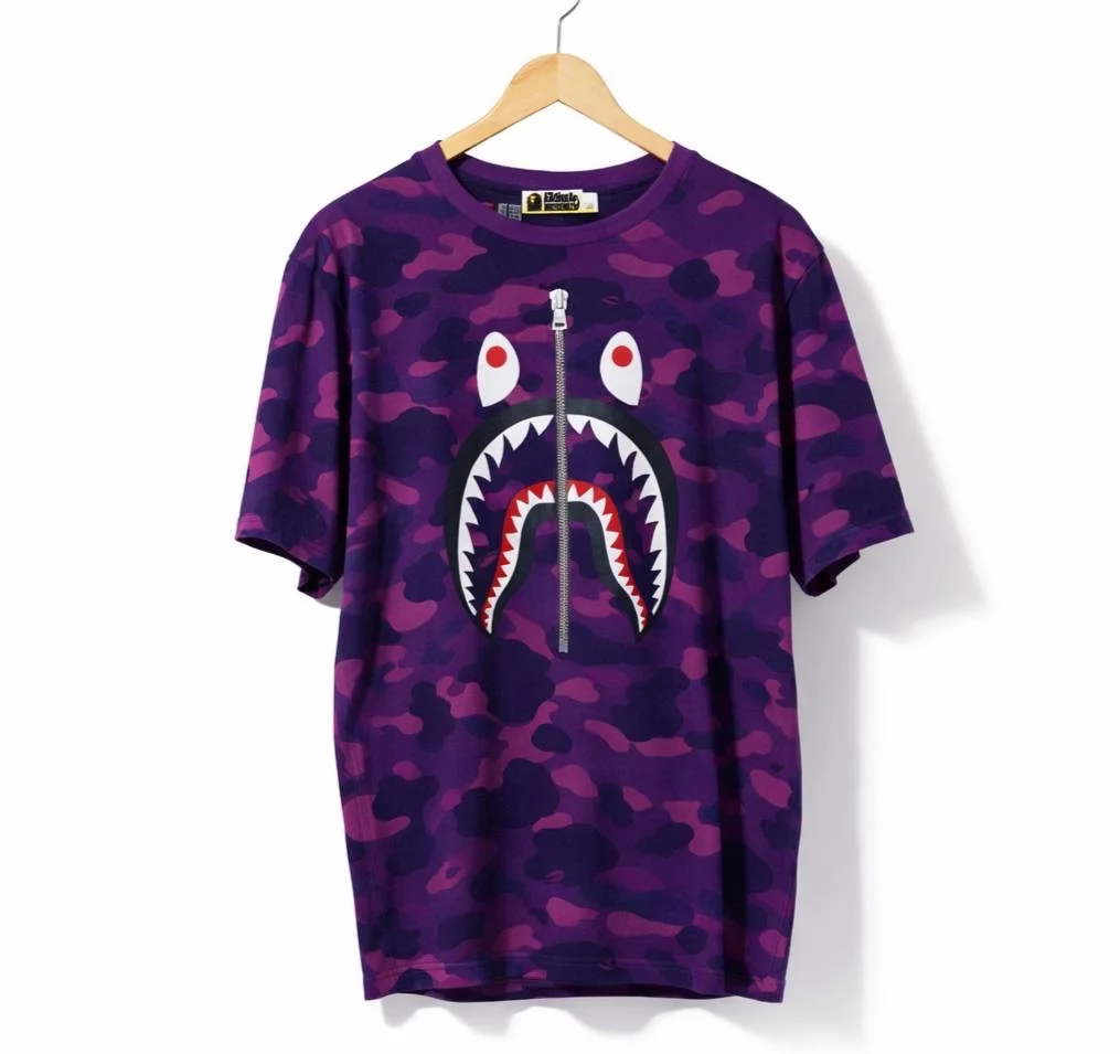 мужская футболка BAPE Shark Tee Purple Camo - изображение 1