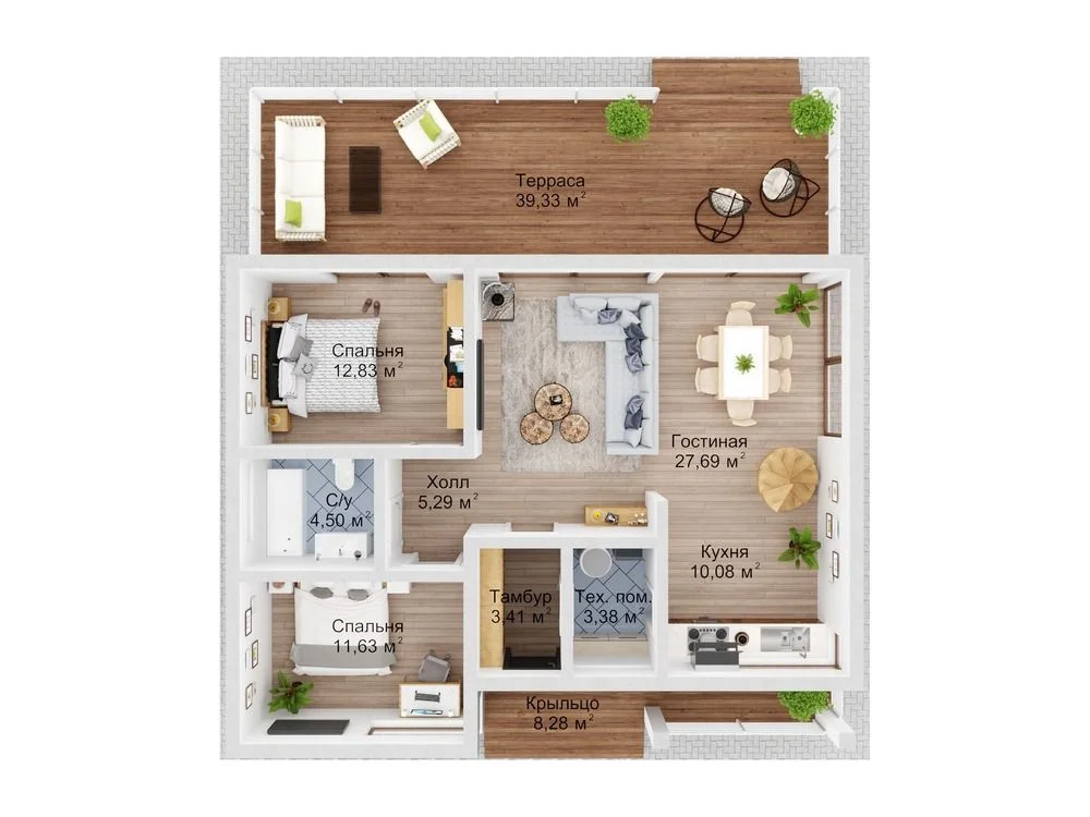 Двухэтажный каркасный дом 183,99 м² - миниатюра 4