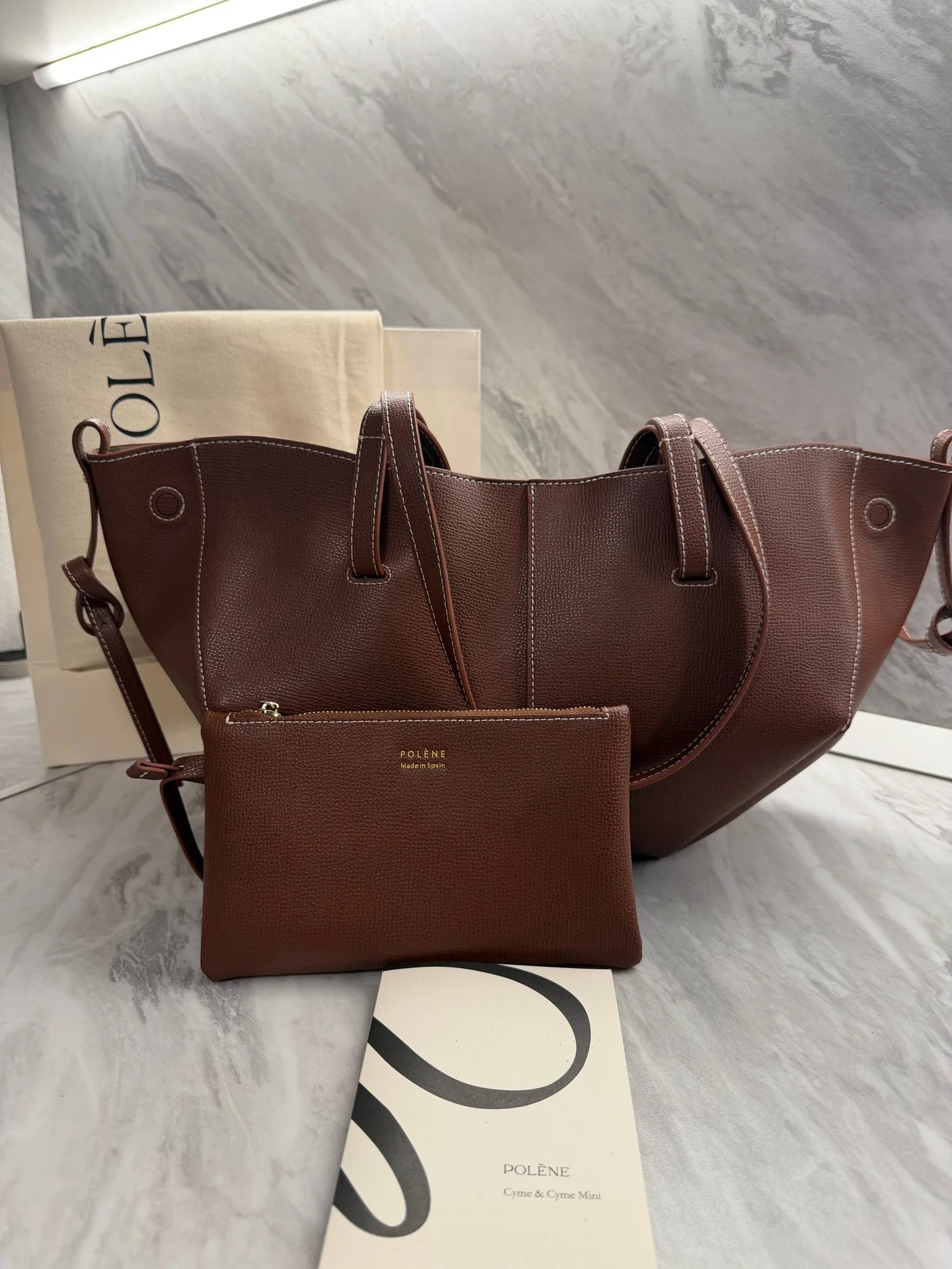 Сумка женская Polene cyme cognac mini - изображение 1