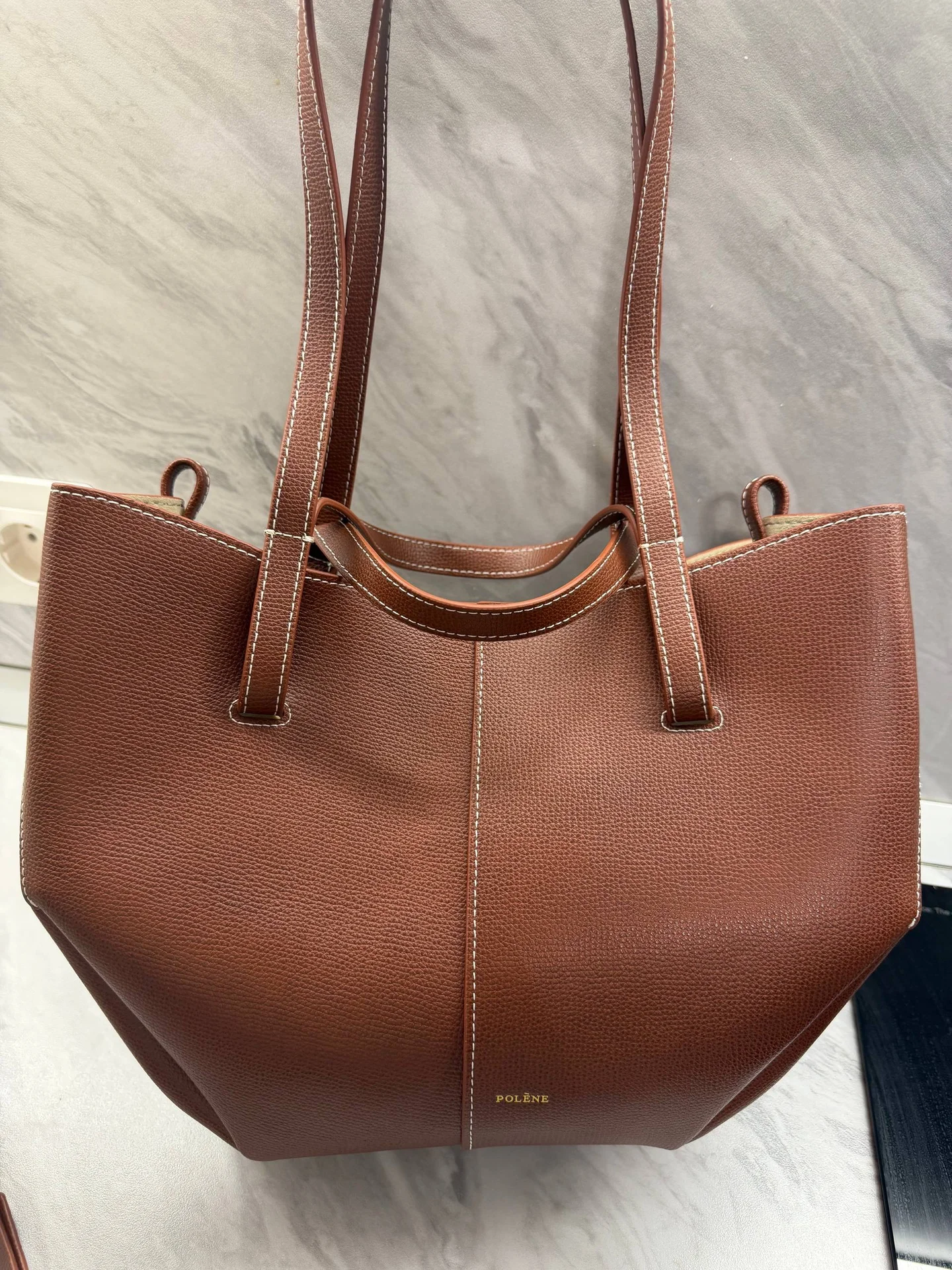 Сумка женская Polene cyme cognac mini - миниатюра 9