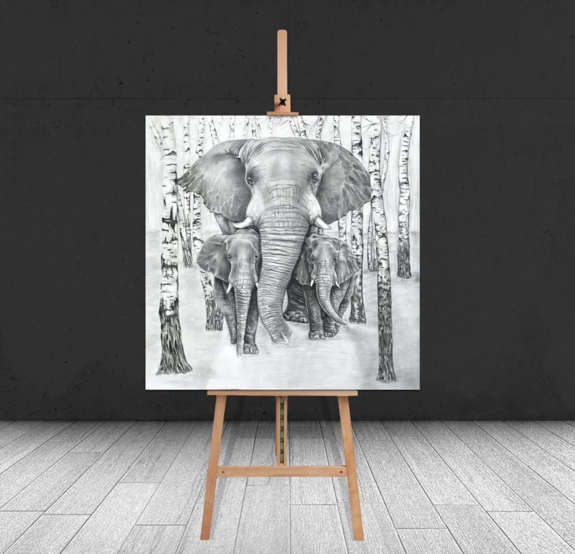 Картина на холсте 40×40 «Экспаты» | карандашный ст - миниатюра 2
