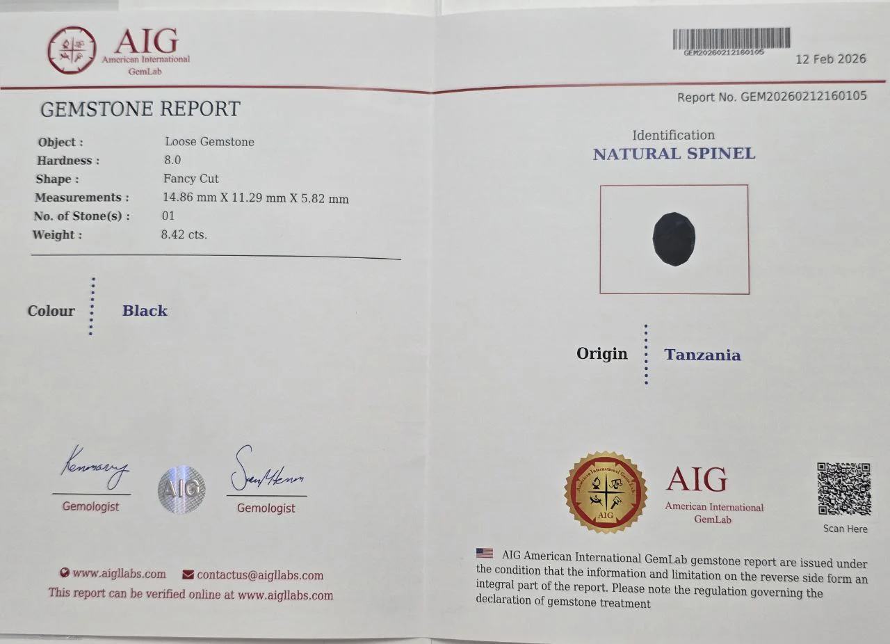 Натуральная чёрная шпинель 8.42Ct Танзания - миниатюра 3