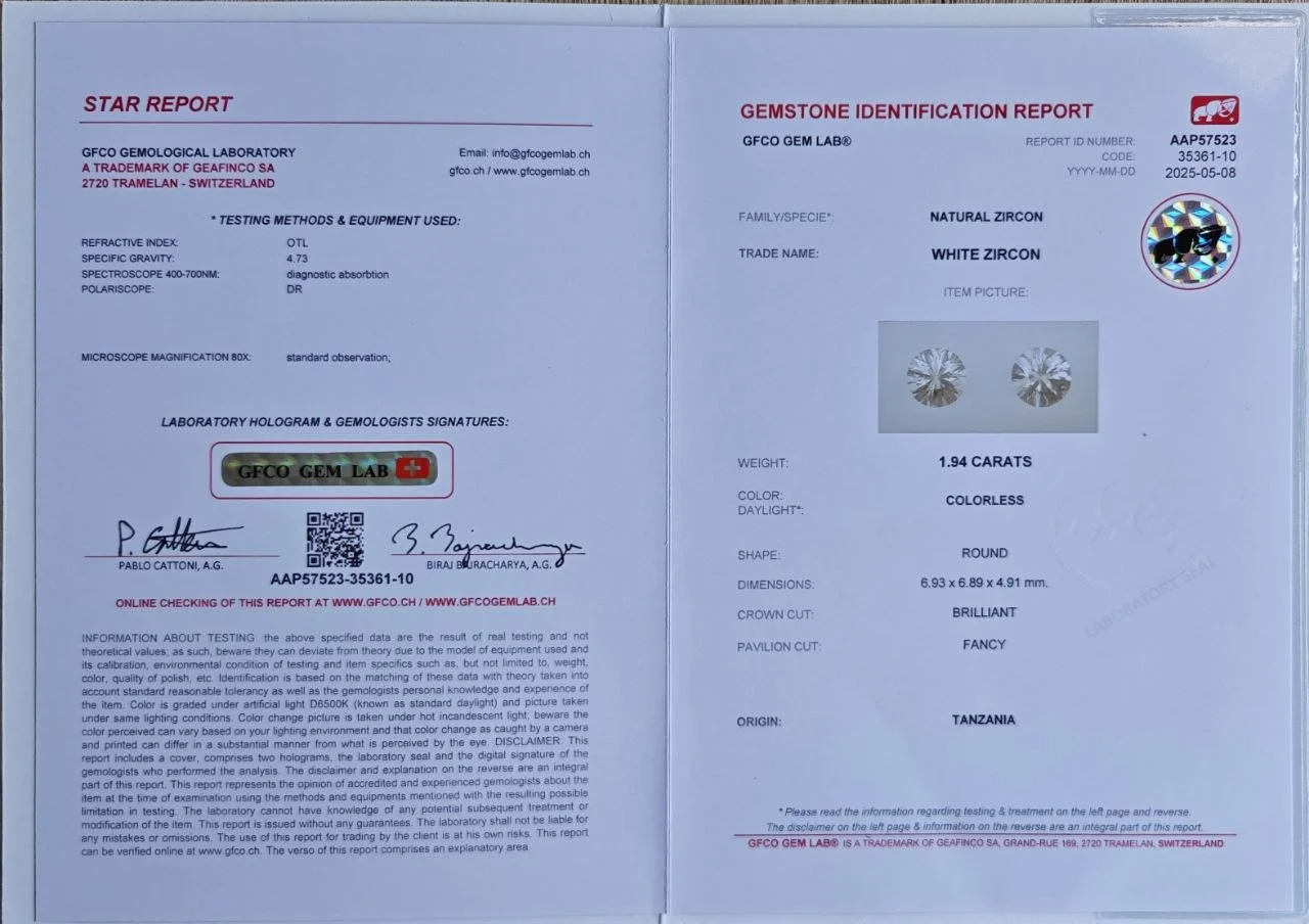 Натуральный белый циркон пара, 1,94 Ct Танзания - миниатюра 4