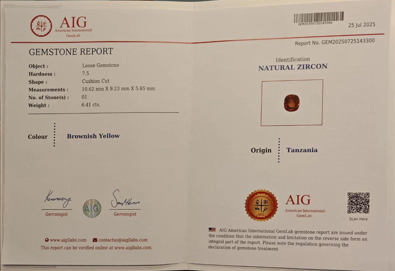 Натуральный оранжевый циркон 6,41 Ct Танзания - миниатюра 3